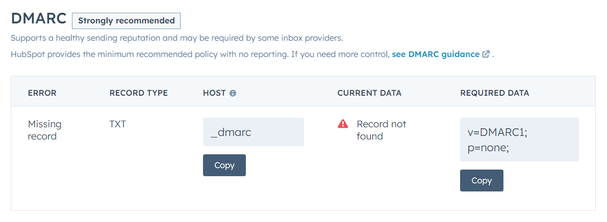 HubSpot DMARC Authentication